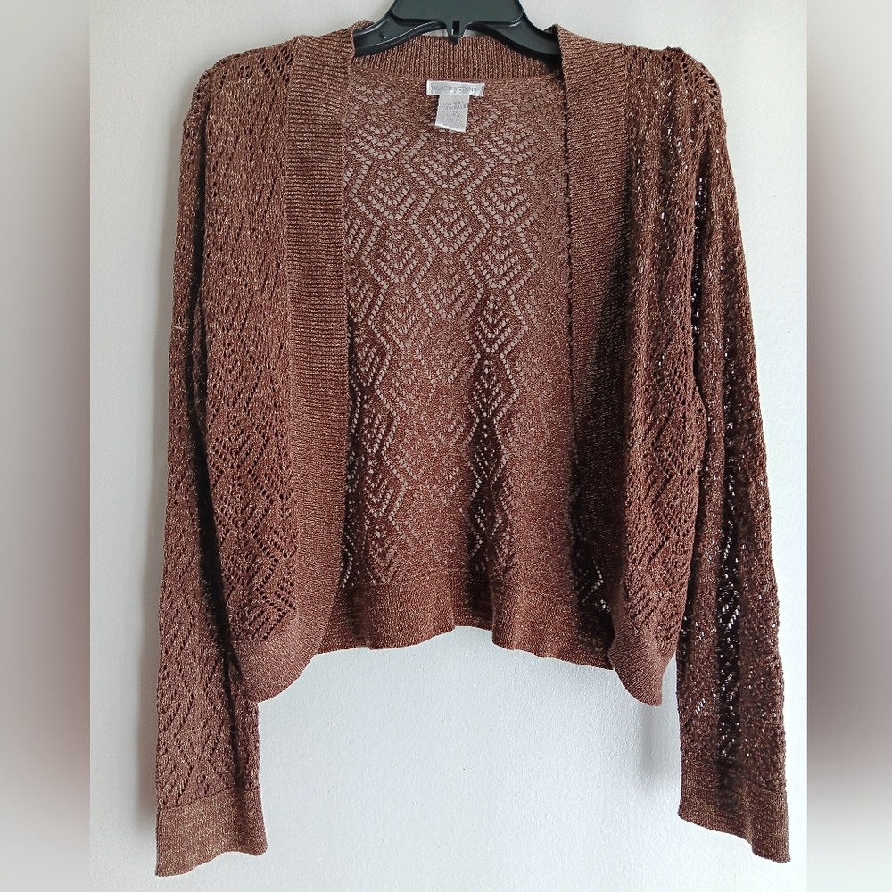 Worthington Brown Open-Knit Cardigan